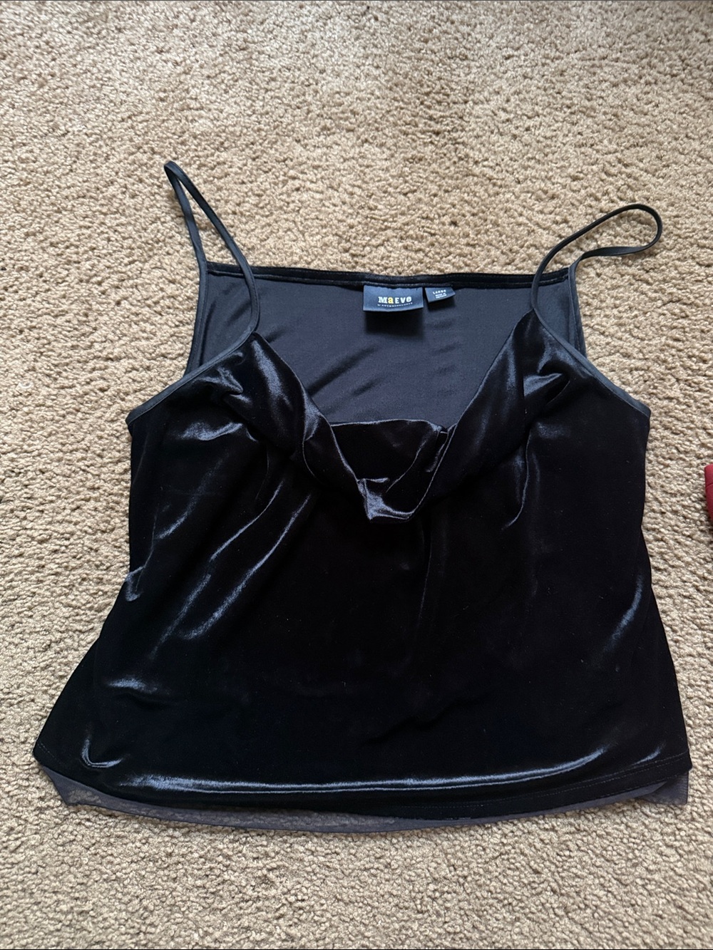 Maeve Black Velvet Draped Cowl Neck Camisole